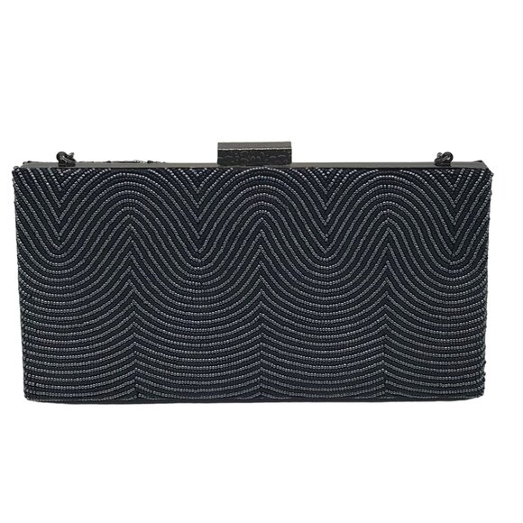 Sondra Roberts Black Beaded Box Clutch - Picture 1 of 10